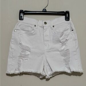 VENUS Distressed White Jean Shorts